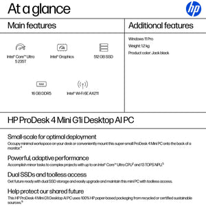 Hp Prodesk 4 Mini G1I ULTRA5-235T 16GB 512GB W11P